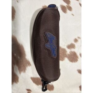 MAUI JIM Sunglasses Hard Case Clam Shell Brown Fabric Zippered With Clip-Slim